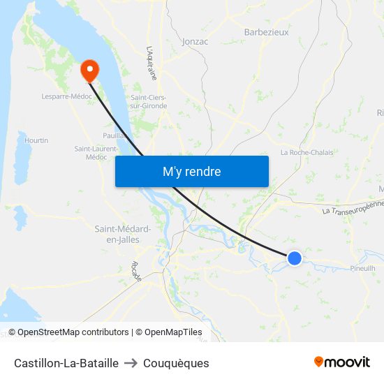 Castillon-La-Bataille to Couquèques map