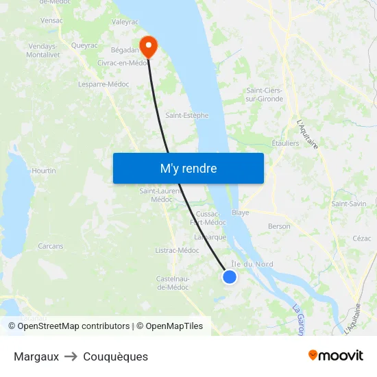 Margaux to Couquèques map