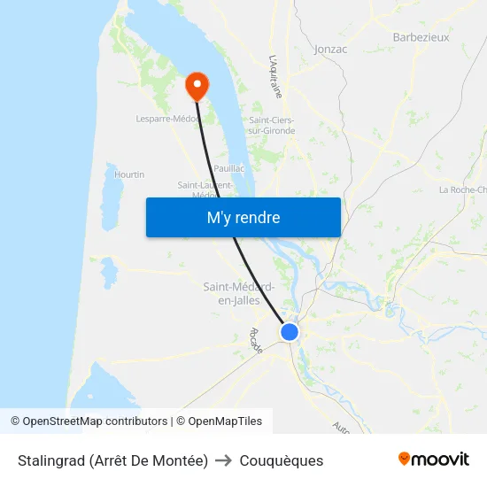 Stalingrad (Arrêt De Montée) to Couquèques map