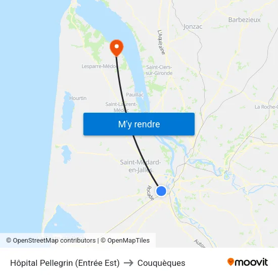 Hôpital Pellegrin (Entrée Est) to Couquèques map