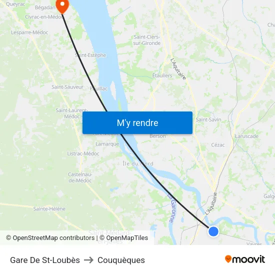 Gare De St-Loubès to Couquèques map