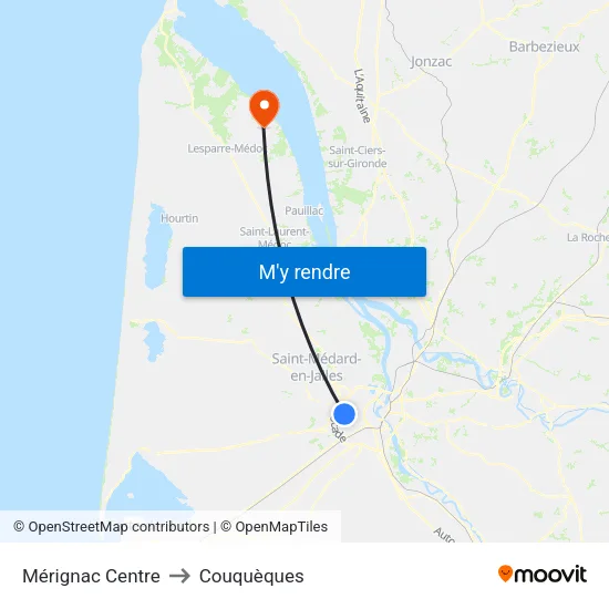 Mérignac Centre to Couquèques map