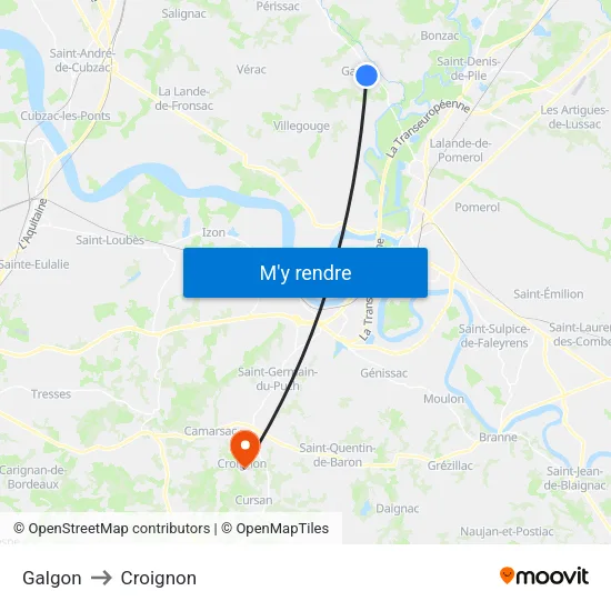 Galgon to Croignon map