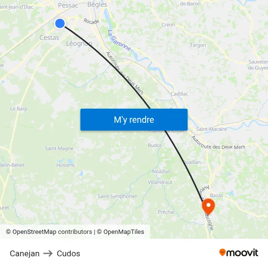 Canejan to Cudos map