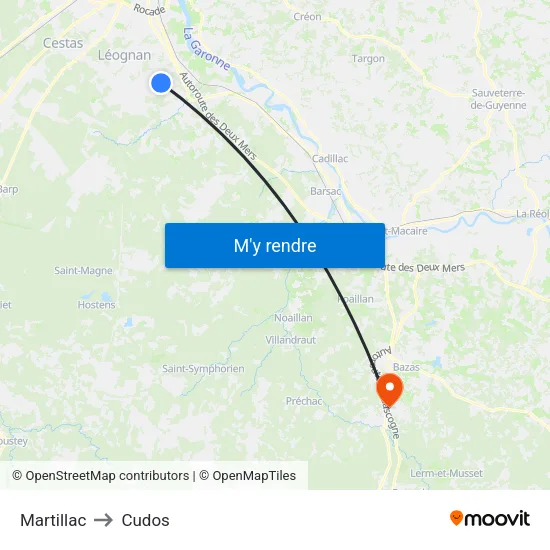 Martillac to Cudos map