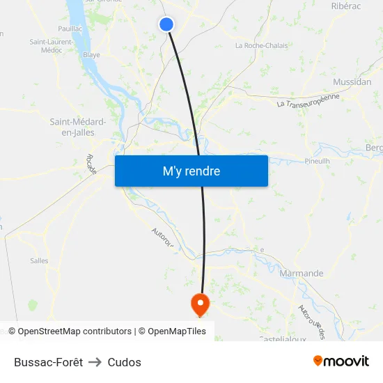Bussac-Forêt to Cudos map