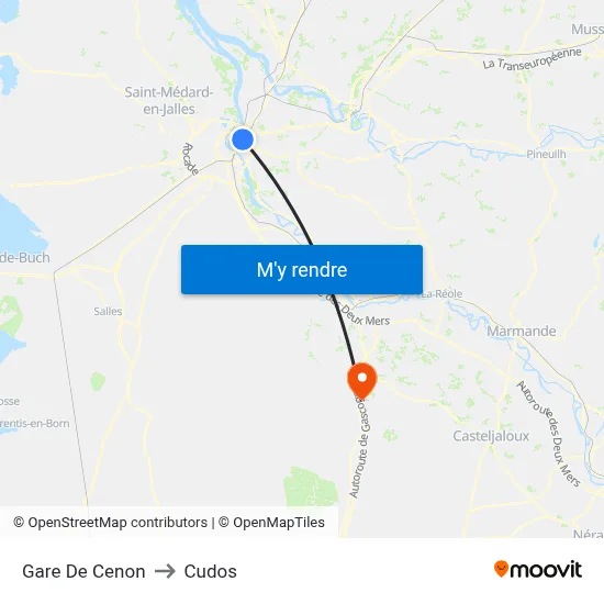 Gare De Cenon to Cudos map