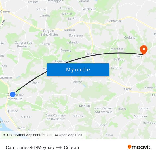 Camblanes-Et-Meynac to Cursan map
