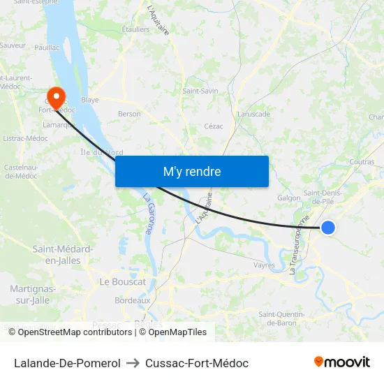 Lalande-De-Pomerol to Cussac-Fort-Médoc map