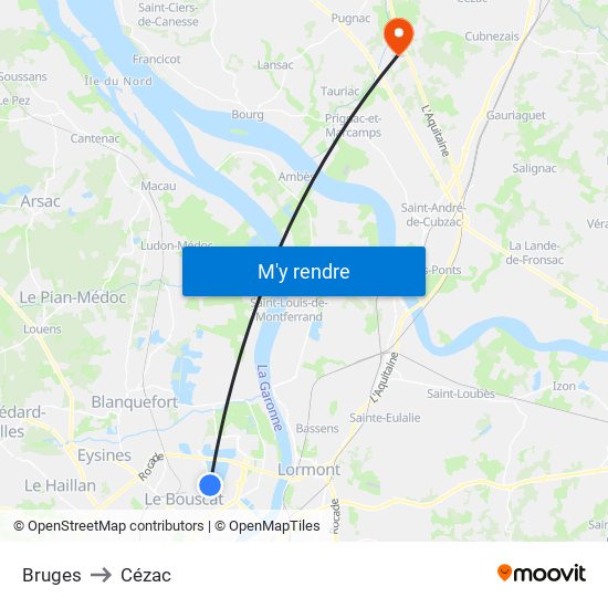 Bruges to Cézac map