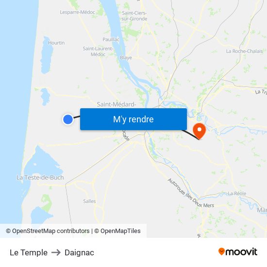Le Temple to Daignac map