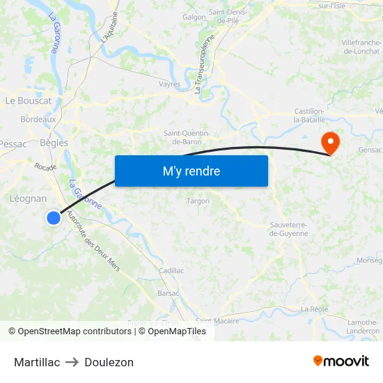 Martillac to Doulezon map