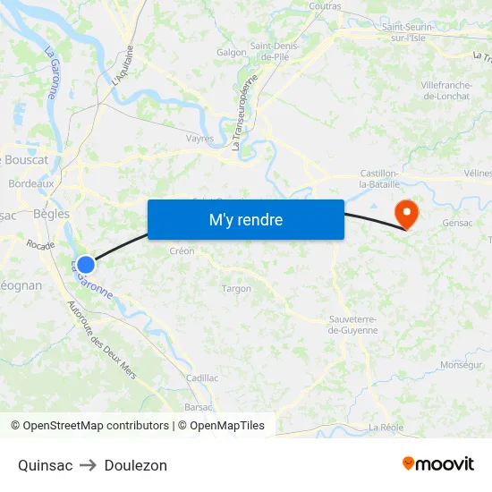 Quinsac to Doulezon map