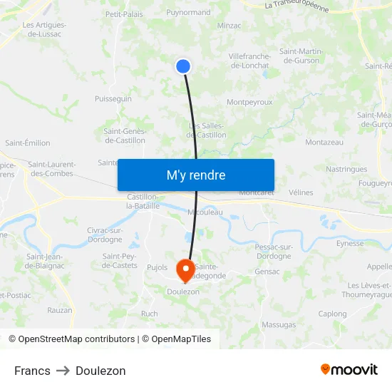 Francs to Doulezon map