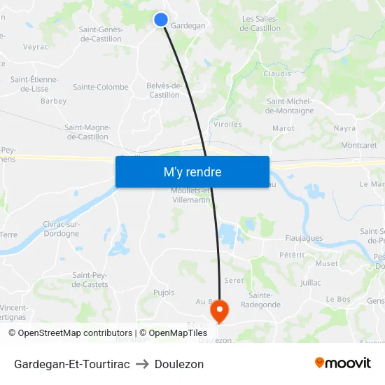 Gardegan-Et-Tourtirac to Doulezon map