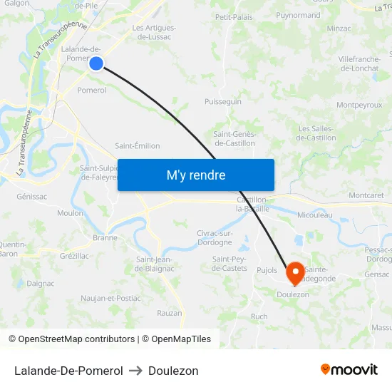 Lalande-De-Pomerol to Doulezon map