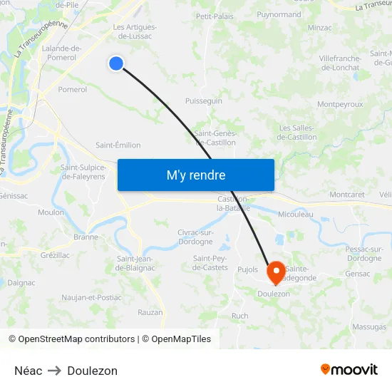 Néac to Doulezon map
