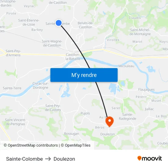 Sainte-Colombe to Doulezon map