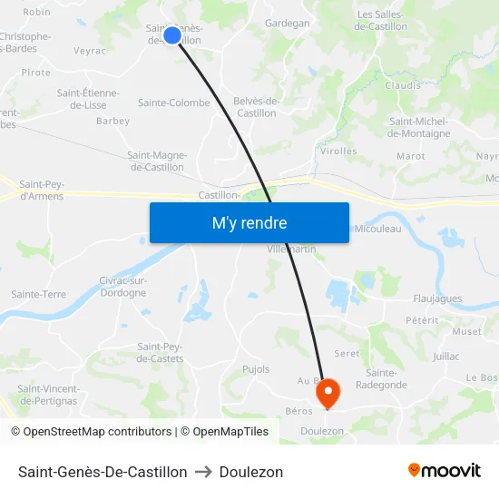 Saint-Genès-De-Castillon to Doulezon map