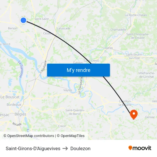 Saint-Girons-D'Aiguevives to Doulezon map