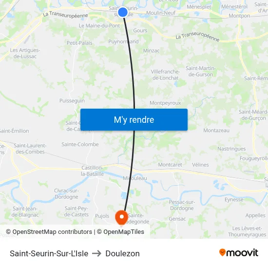 Saint-Seurin-Sur-L'Isle to Doulezon map