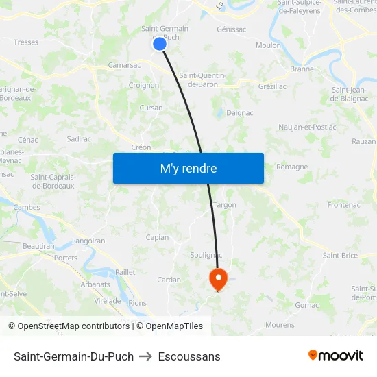 Saint-Germain-Du-Puch to Escoussans map