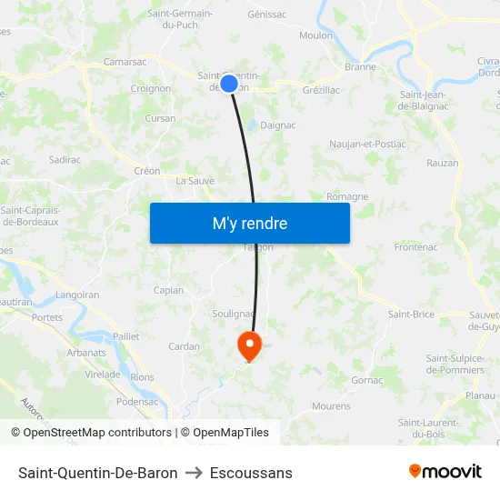 Saint-Quentin-De-Baron to Escoussans map