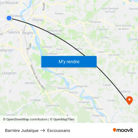 Barrière Judaïque to Escoussans map