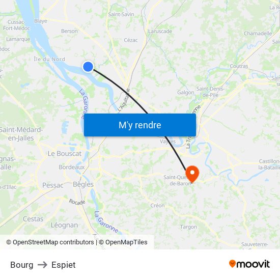 Bourg to Espiet map