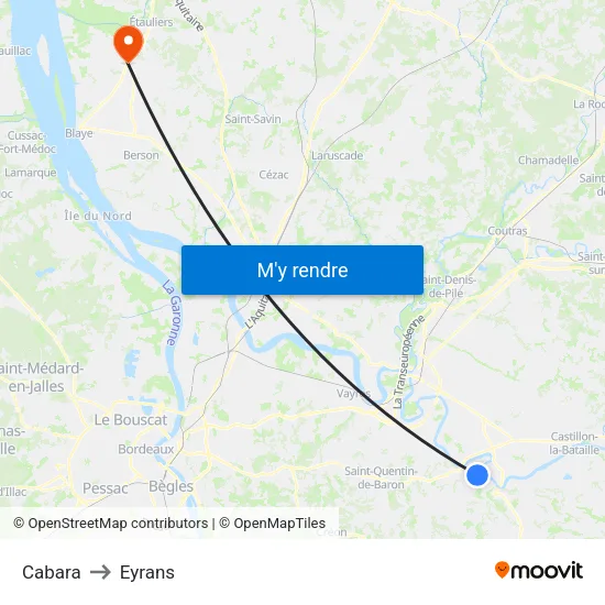 Cabara to Eyrans map