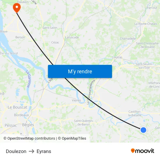 Doulezon to Eyrans map