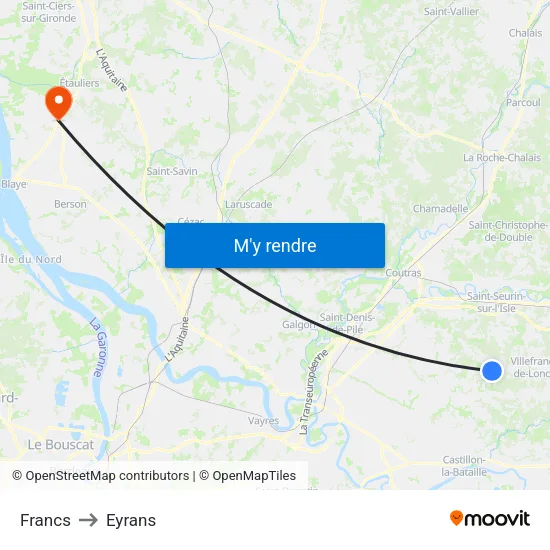 Francs to Eyrans map