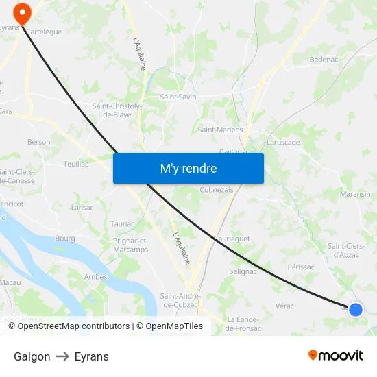 Galgon to Eyrans map