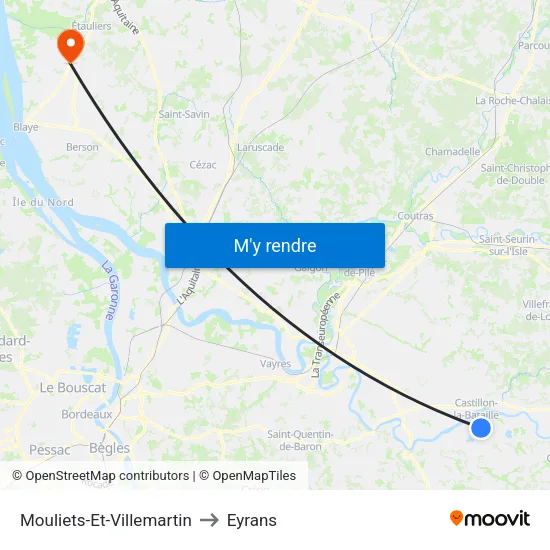 Mouliets-Et-Villemartin to Eyrans map