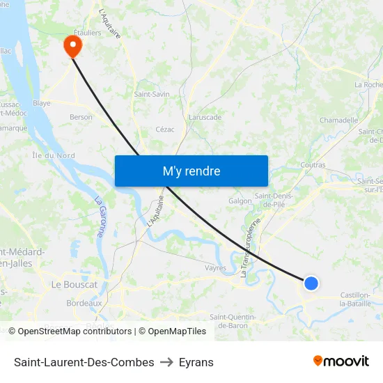 Saint-Laurent-Des-Combes to Eyrans map