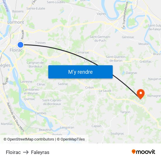 Floirac to Faleyras map