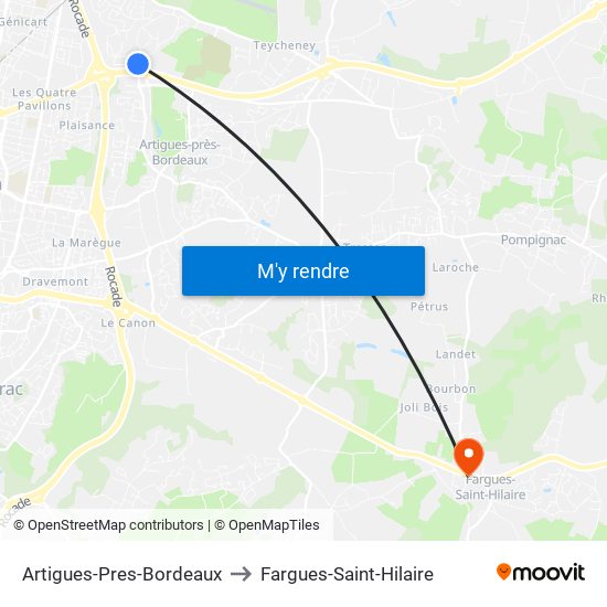 Artigues-Pres-Bordeaux to Fargues-Saint-Hilaire map