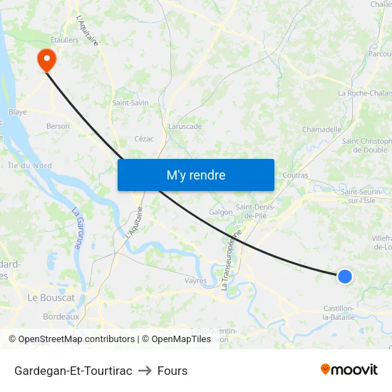 Gardegan-Et-Tourtirac to Fours map