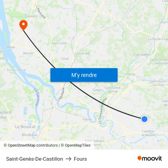 Saint-Genès-De-Castillon to Fours map