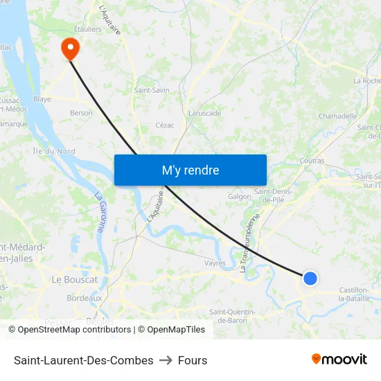 Saint-Laurent-Des-Combes to Fours map