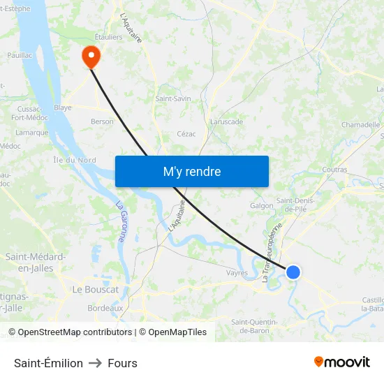 Saint-Émilion to Fours map