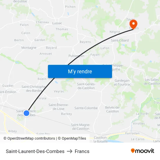 Saint-Laurent-Des-Combes to Francs map