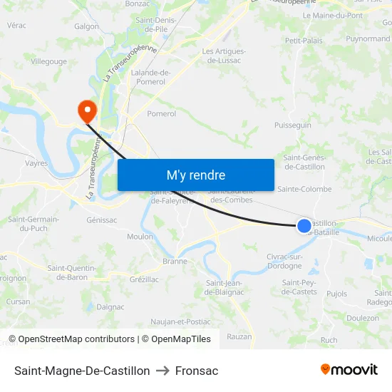 Saint-Magne-De-Castillon to Fronsac map