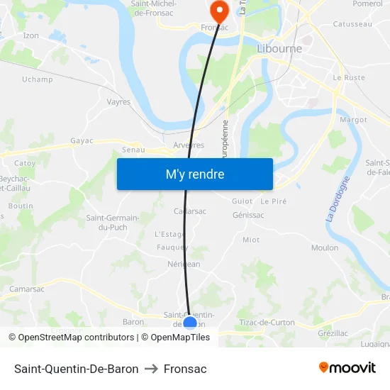 Saint-Quentin-De-Baron to Fronsac map