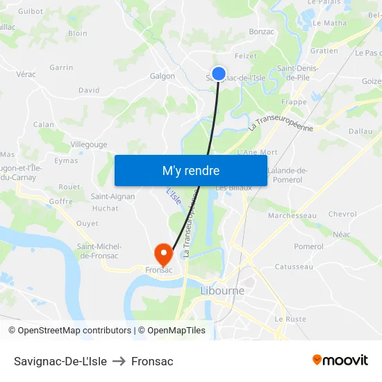 Savignac-De-L'Isle to Fronsac map