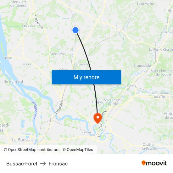 Bussac-Forêt to Fronsac map