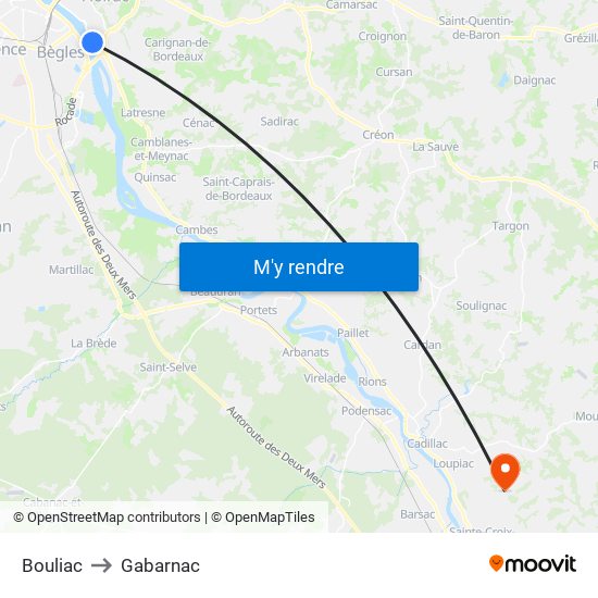 Bouliac to Gabarnac map