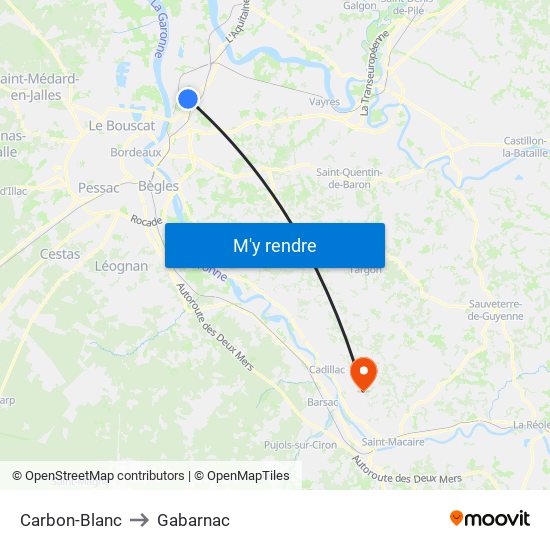 Carbon-Blanc to Gabarnac map