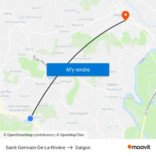 Saint-Germain-De-La-Rivière to Galgon map