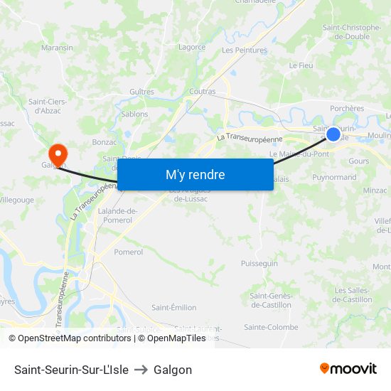 Saint-Seurin-Sur-L'Isle to Galgon map